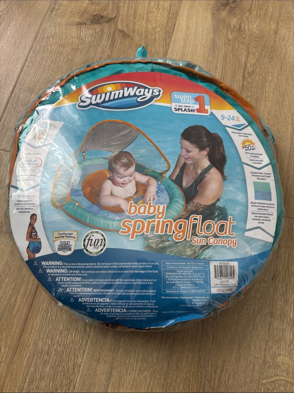 SwimWays Baby Spring Float Sun Canopy - Teal & Orange